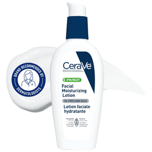 CeraVe PM Lotion hydratante faciale, Hydratant visage nocturne avec Céramides et Niacinamide pour la peau normale à grasse, 89mL