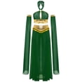 thumbnail image 4 of Aiihoo Ensemble de Costume de Danse du Ventre pour Femmes 4 Pcs, Haut Robe à Ourlet Doré à Dos Nu et Manches Longues, Spectacle de Danse Vert P, 4 of 7