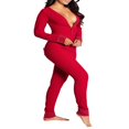 thumbnail image 3 of Women Butt Flap Pajamas Button-Down Front Buttoned Flap Adults Jumpsuit One Piece Sleepwear, 3 of 3
