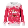 thumbnail image 4 of TIMIFIS Chandail en Molleton de Noël pour Femmes Mode Hiver Mignon Verre de Vin Chapeau de Père Noël Imprimé Col Rond Chandail en Molleton Décontracté Manches Longues Pull Hauts Cadeaux pour Femmes pour Noël, 4 of 4