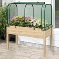 thumbnail image 2 of Costway Jardinière Surélevée en Bois avec Housse de Serre Mini Kit de Serre Portable Vert+beige, 2 of 8