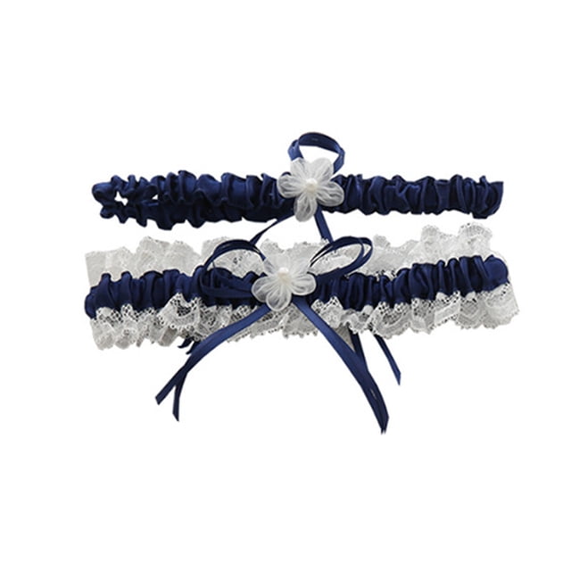Wedding Bridal Legs Garter Set Bridal Garters Lace Belt Dark Blue
