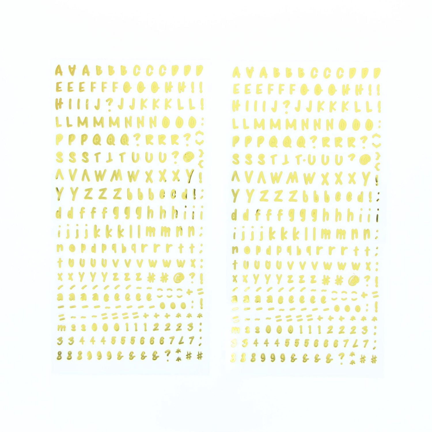 CRAFTY & CO. Alphabet Stickers Gold Decorative 518 pcs, 2 Sheets