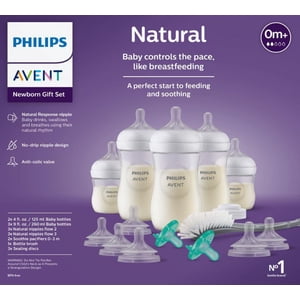 Philips Avent Natural Baby Bottle with Natural Response Nipple Newborn Gift Set, Clear