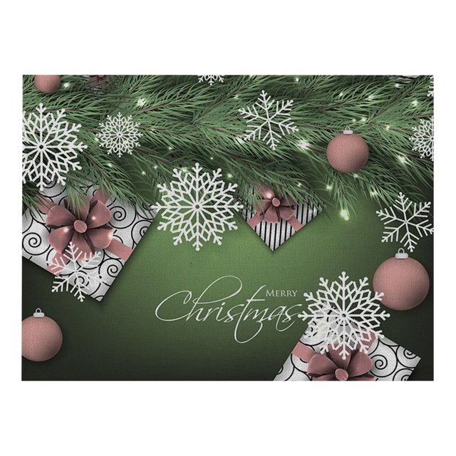 Kitchen Placemat Christmas Table Placemats Christmas Rustic Vintage Washable Table Mats,Green Kitchen Placemat