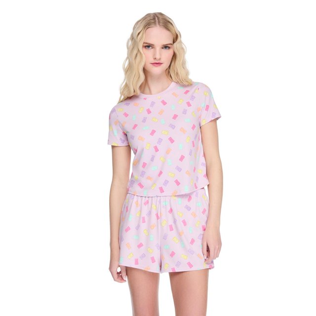 No Boundaries Women's Two Piece Short Pajama Set