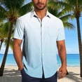 thumbnail image 2 of Sentmoon Mens Blouses Oversized Relaxed Turndown Collar Short Sleeve Breathable Shirts Button up Gradient Color Summer Clothes for Mens Trendy for Hiking & Camping S, 2 of 7
