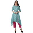 thumbnail image 2 of Moomaya Ensemble Tunique Indienne Haut et Pantalon Manches 3/4 Imprimé Kurta Kurti de Designer pour Femmes, 2 of 6
