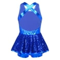 thumbnail image 2 of Hansber Robe de Danse Jazz Latine pour Filles Sequins Dos Ouvert Justaucorps de Ballet Performance de Scène Bleu Royal 8, 2 of 6