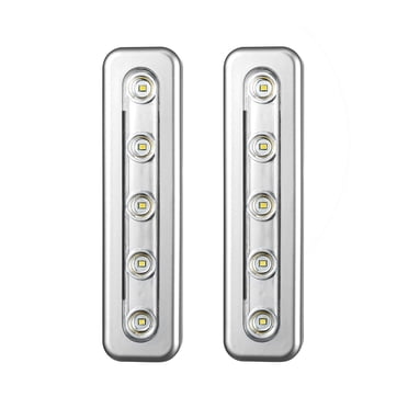 Globe Electric Silver 7" LED 2-Pack Battery Operated Manual On/Off Switch Task Bar Night Light