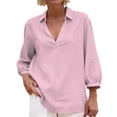 thumbnail image 2 of Jacenvly Hauts pour Femmes Liquidation Chemise à Manches Longues Col Porte Tube Régulier Couleur Unie Haut pour Femme Chemise Hauts pour Femmes Manches Longues, 2 of 5