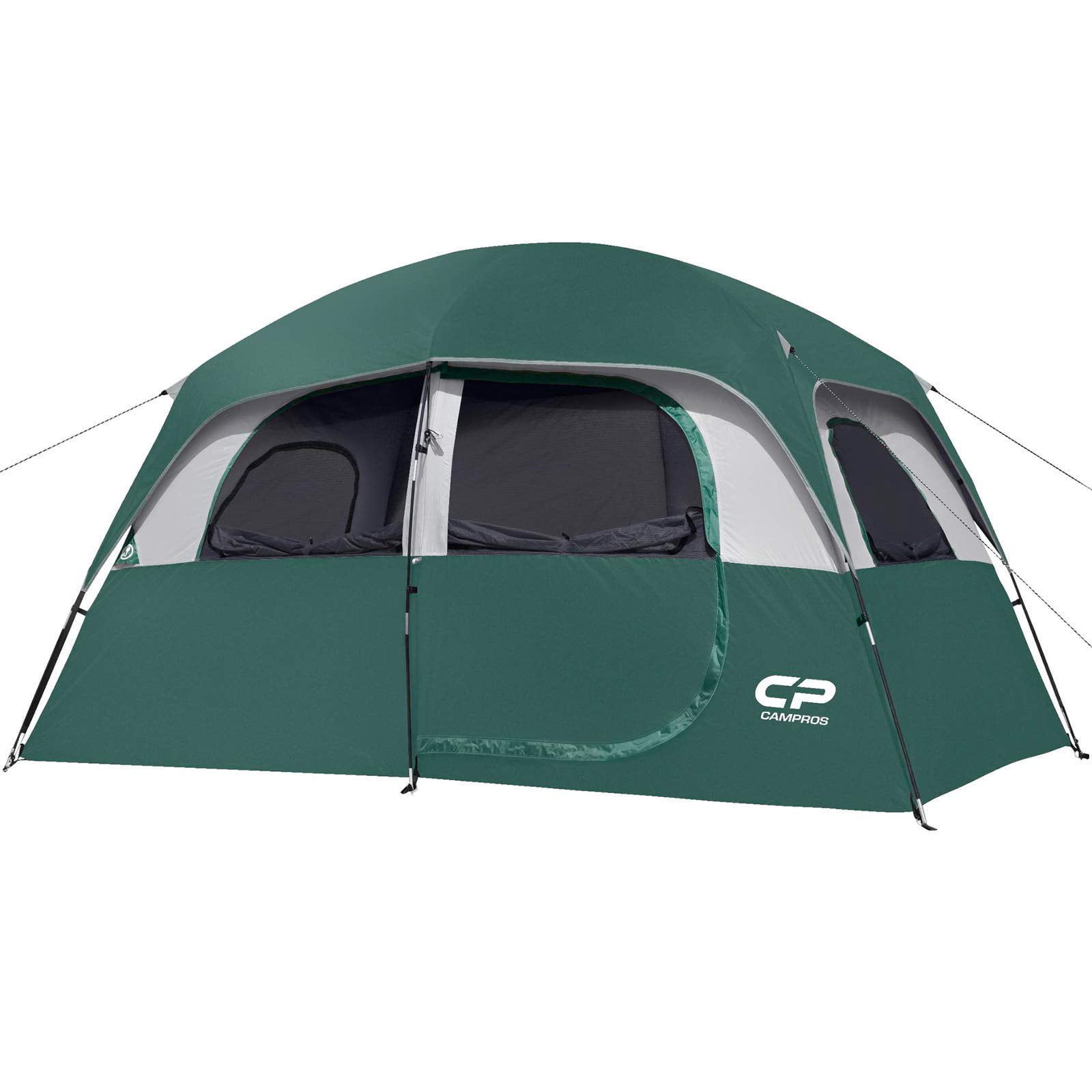 CAMPROS CP Tent-6-Person-Camping-Tents, 6 Person, Waterproof Windproof Family Tent with Top Rainfly, 4 Large Mesh Windows, Double Layer, Easy Set Up, Portable with Carry Bag - Red For Camping & Hiking