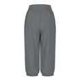 thumbnail image 4 of Timegard Womens Capri Pants Elastic High Waist Button Comfy Solid Color Casual Crop Pants with Pockets, 4 of 7