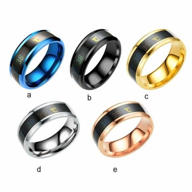 Couple Rings Delicate Ring Smart Sensor Body Temperature Smart Sensor Body Temperature Small Lightness Finger Jewelry Wedding Women Engagement Black 13#