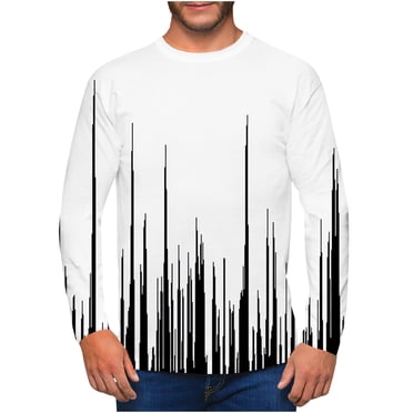 Meichang T-Shirt à Manches Longues pour Hommes Doux, T-Shirts Graphiques pour Hommes Vintage à Imprimé 3D d'Illusion d'Optique, T-Shirts Fantaisie à Col Rond, Chemises à Manches Longues Quotidiennes pour Hommes