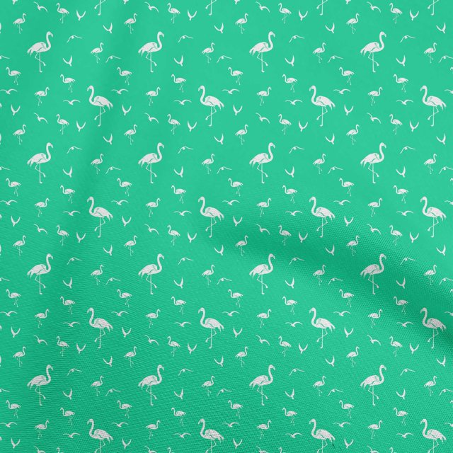 oneOone Cotton Poplin Twill Sea Green Fabric Flamingo Craft Projects Decor Fabric Printed By The Yard 56 Inch Wide