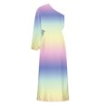 thumbnail image 5 of LOVZFMLL Robe d'Été pour Femme, Aguichant, à une Épaule, Imprimée, Ample, Ourlet Fendu à Moitié, Manches, Violet, m, 5 of 5