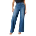 thumbnail image 1 of Jeans à Jambe Grand pour Femmes à Taille Haute Élastique avec Doublure en Molleton, 1 of 5