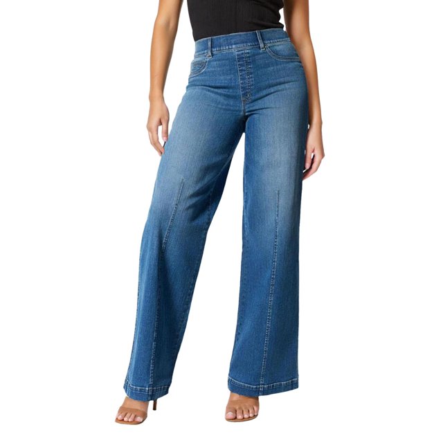 Jeans à Jambe Grand pour Femmes à Taille Haute Élastique avec Doublure en Molleton