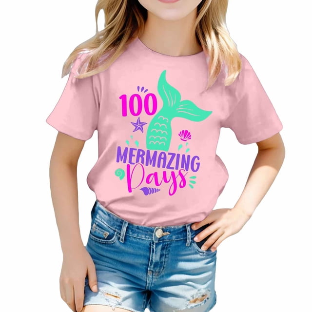TZEWGL Chemise Décontractée pour Fille Garçon Mignonne à Imprimé Graphique Col Rond Manches Courtes Vêtements pour Infnants Taille 3-4T