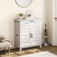 thumbnail image 2 of Farmhouse Storage Cabine 3-Tiers Adjustable Shelf with 7 Gears, Rustic Kitchen & Dining Room Organizer, Multi-Functional Entryway Cabinet, Waterproof, White, 2 of 7