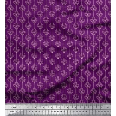 Soimoi Purple Rayon Fabric Spiral & Stripe Print Fabric by the Yard 56 Inch Wide