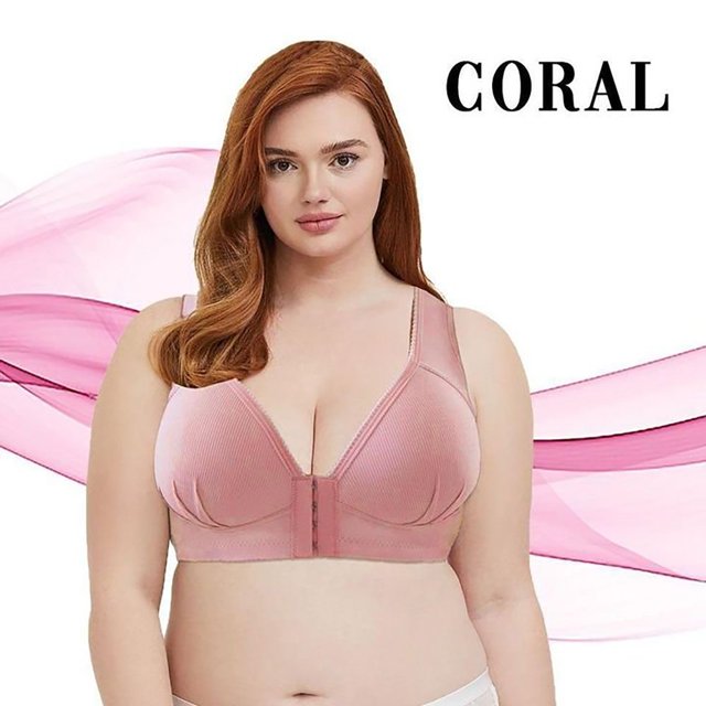 CHUANK Front-Closure Wireless Leisure Bra - Comfortable Plus Size Bras For Women Purple L