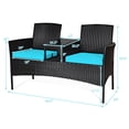thumbnail image 3 of Costway Patio Rattan Conversation Set Seat Sofa Cushioned Loveseat Chairs Turquoise, 3 of 9