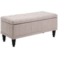 thumbnail image 1 of HOMCOM Ottomane de Rangement, Banc de Bout de Lit en Tissu de Lin, 1 of 10