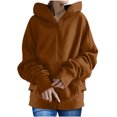 thumbnail image 2 of cllios Chandails à Capuche pour Femmes Vestes de Survêtement à Fermeture Éclair Col Ras du Cou Grande Taille Manches Longues Manteau Uni Coupe Classique Veste à Capuche, 2 of 8