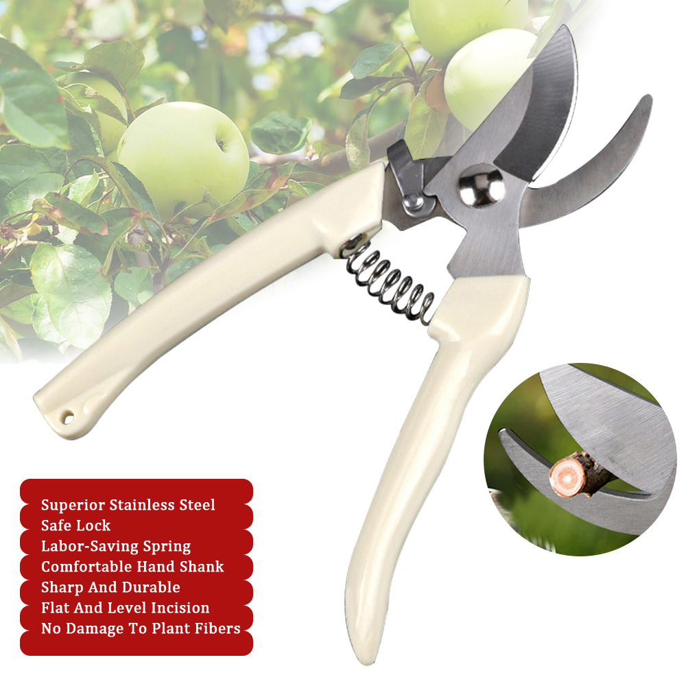 Labymos Portable Multi-Function Stainless Steel Pruning Shears Multipurpose White Hand Shank Orchard Shears