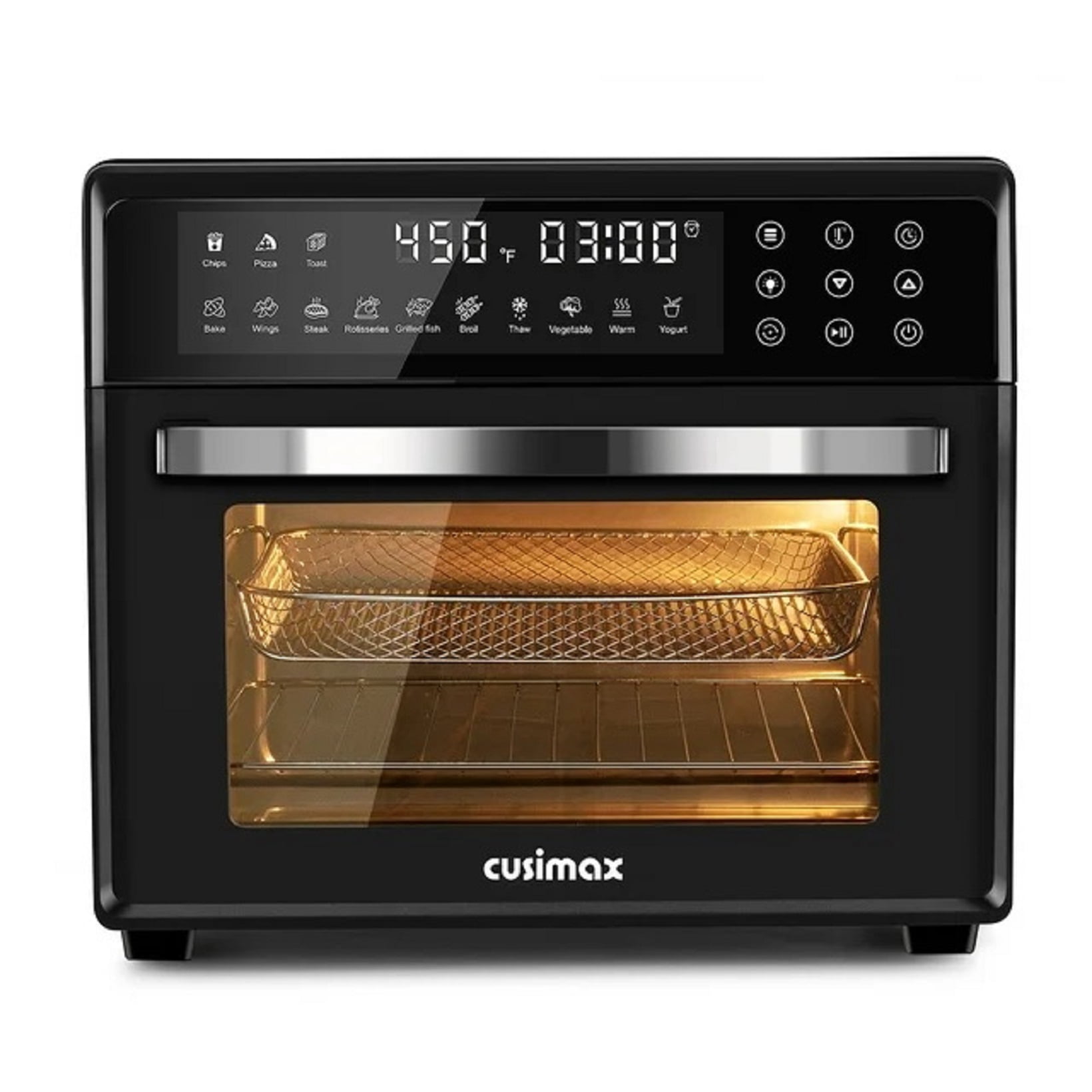 Refurbished CUSIMAX 24QT Air Fryer Oven Combo, 13-in-1 Convection Toaster Oven with Rotisserie & Dehydrator