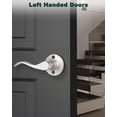 thumbnail image 2 of Satin Nickel Door Handle Interior Brushed Nickel Passage Door Lever for Hall and Closet Keyless Door Lock Set Reversible for Left Right Sided Doors Leverset Handleset, 2 of 6