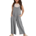 thumbnail image 1 of MIASHUI Girls Sleeveless Casual Jumpsuit Rompers Straight Wide Leg Pants Outfits,Grey,13-14 Years, 1 of 7