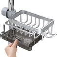 thumbnail image 1 of F Right Side Kitchen Sink Dish Drying Rack Over Faucet No Drilling Stainless Steel Drain Board For Dishes Sponges Utensils Organizer Under Sink Storage Solution For Kitchen Countertop, 1 of 1