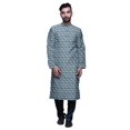 thumbnail image 1 of Atasi Button Placket Satin Slub Printed Mens Kurta With Churidar Kurta, 1 of 1