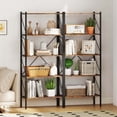 thumbnail image 2 of Costway 2 PCS 5-Tier Bookshelf, Industrial Tall Bookcase with Open Storage Shelves & Metal Frame Brown, 2 of 8