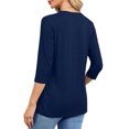 thumbnail image 4 of Amzcrzy Hauts pour Femmes Mode Manches 3/4 Hauts d'Été pour Femmes Couleur Unie Col Rond Hauts de Sortie Décontractés Confortables Hauts de Printemps T-Shirts, 4 of 8