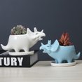 thumbnail image 2 of Flmtop 3D Cartoon Flowerpot Drain Hole Ceramic Creative Triceratops Shape Flowerpot for Desktop, 2 of 9