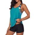 thumbnail image 3 of Striped Printed Strappy T-Back Push Up Tankini Top with Shorts, 3 of 3