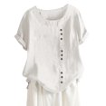 thumbnail image 1 of WEIYLL T-Shirt Women Plus Boho Button Loose Size Solid White Blouse Sizes XXXXXL, 1 of 2