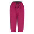 thumbnail image 4 of AherBiu Capri Pants for Women Stretch Low Rise Drawstring Yoga Sweatpants Comfy Summer Joggers Cropped Pants, 4 of 5