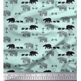 thumbnail image 1 of Soimoi Green polyester Crepe Fabric Bear & Text Fabric Prints By Yard 52 Inch Wide, 1 of 5