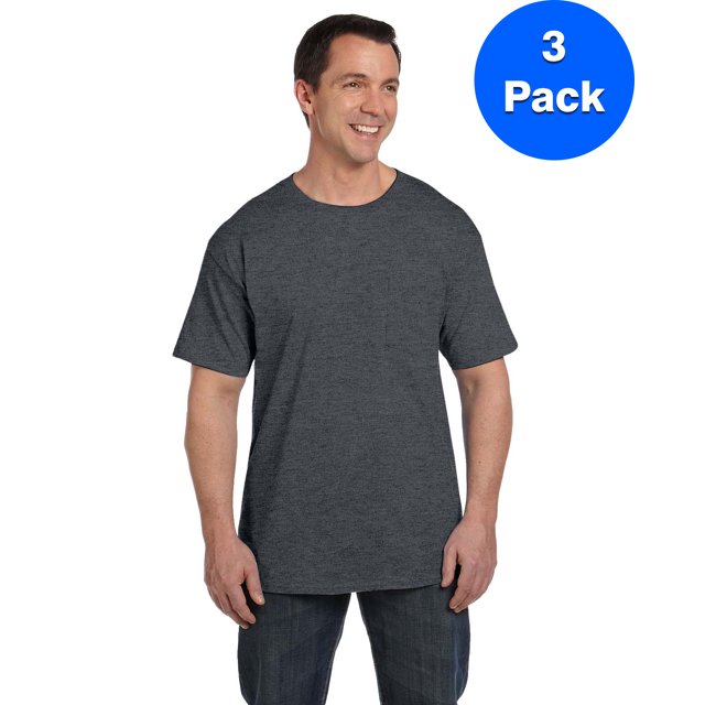 Hanes Men's Beefy-T avec Poche - 5190P (Lot de 3)