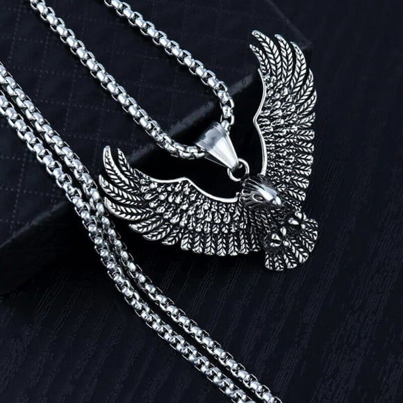 Mens Stainless Steel Vintage Flying Eagle Pendant Necklace Spiritual Jewelry