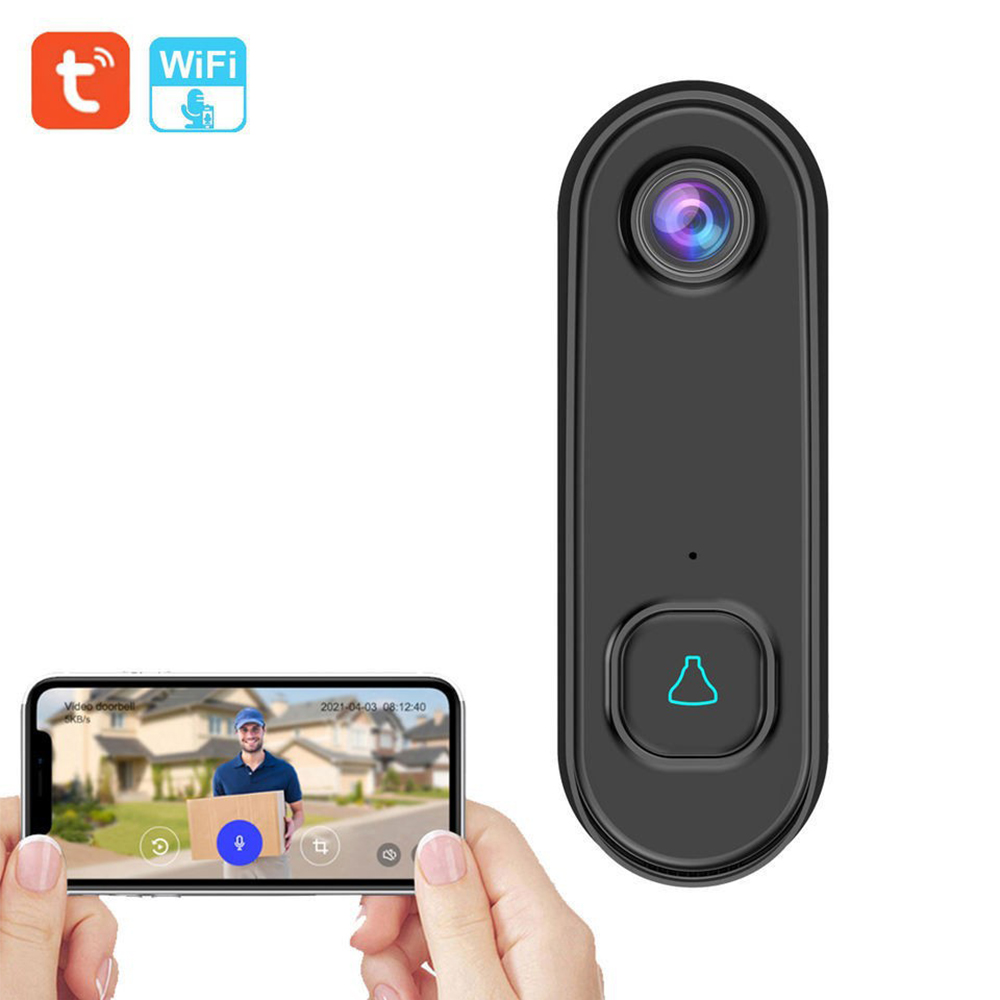 Riwcyla Wireless Video Doorbell Two,way Audio 1080P Video PIR Motion Detection Night Viewing IP55 Weatherproof 2.4GHz WiFi Battery Operated App Remote Control Smart Doorbell Camera for Home Apartme