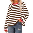 thumbnail image 4 of Timegard Fall Tops for Women 2024 Crewneck Striped Drop Shoulder Loose Blouse Comfy Long Sleeve Tops, 4 of 5