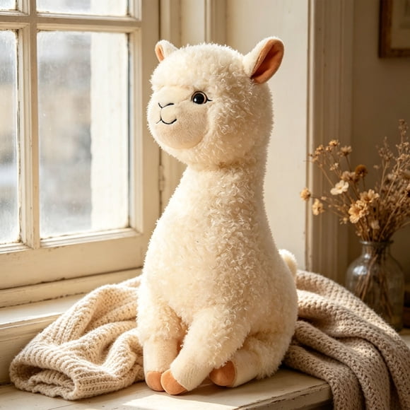 Lisbinx Stuffed Llama Plush Toy Doll for Kids, Soft Polyester Fiber Filled, Cute Animal Plush, 30 cm, Reusable Nursery Bedroom Decor