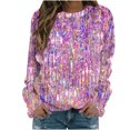thumbnail image 2 of DPTALR Chandail à Col Rond Imprimé pour Femmes, Manches Longues, Blouse Confortable, 2 of 5