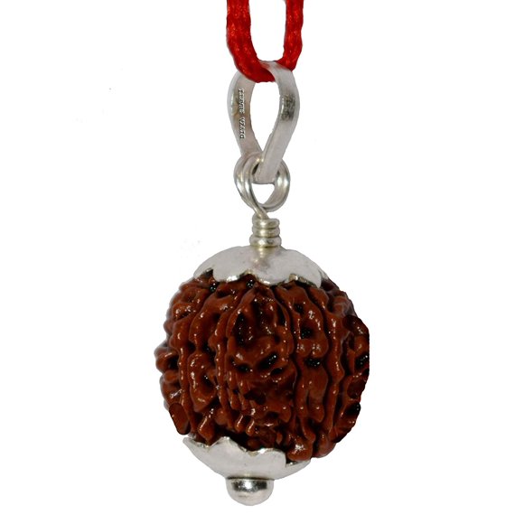 Divya Shakti Huit Visages / 8 mukhi Rudraksha Népalais Pendentif en Argent pour Hommes et Femmes ( 18 M.M )